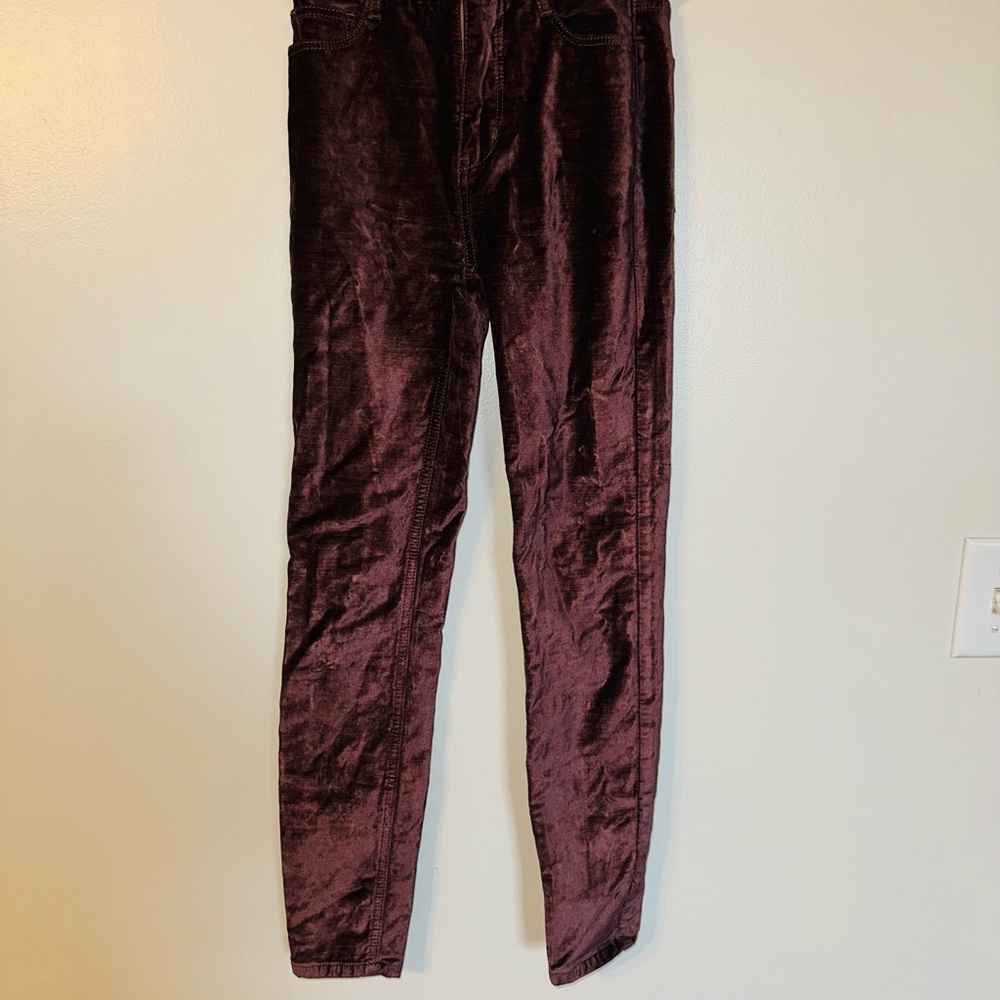 Free People Velvet Skinny Pants in Deep Purple